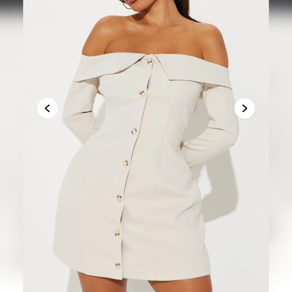 Elegant Off-Shoulder Cream Dress